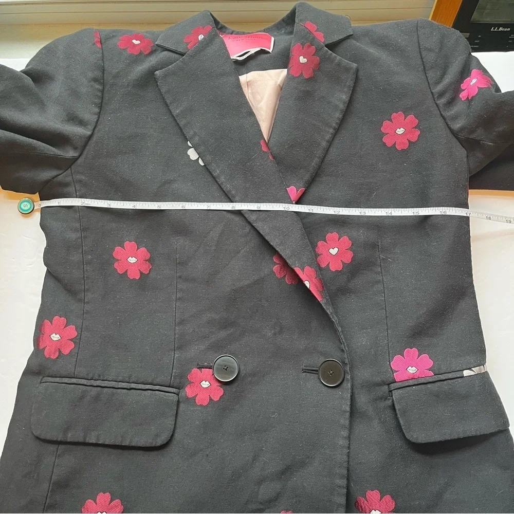 KATE SPADE ♠️ Floral Lip Design Black Blazer Jacket Size 2